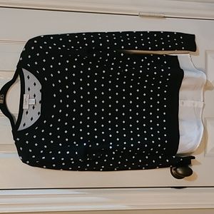 Loft, long sleeve, sweater, black & white
